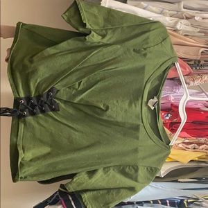 green corset crop top